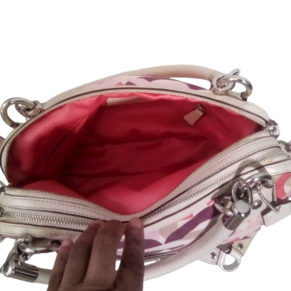 Coach Signature Scribble Print Crossbody Satchel – Multicolor Sateen & Leather